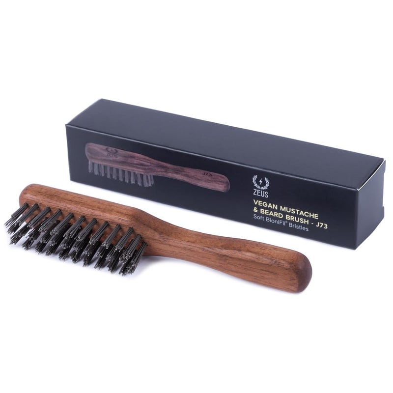 ZEUS Vegan Mustache Beard Brush with Handle Soft Bristle AnimalFree Grooming Brush for Taming Styling Beard Made in Germany J73