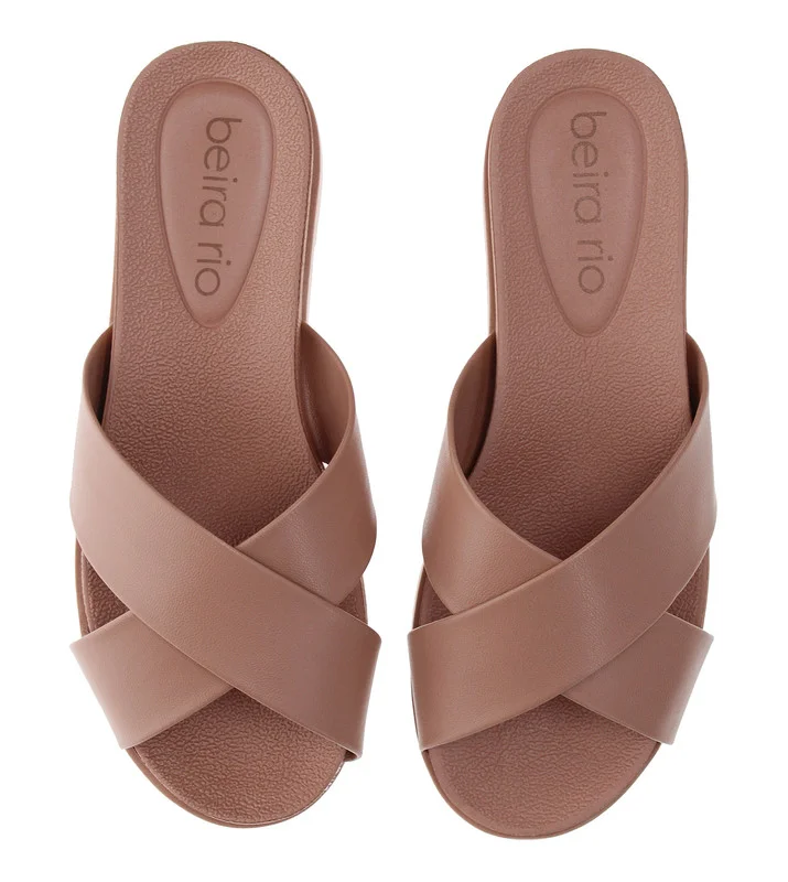 Beira Rio  Beira Rio Ladies Low Heel/Wedge Comfort Sandals Nude | Made In Brazil for Women | Best Price UAE