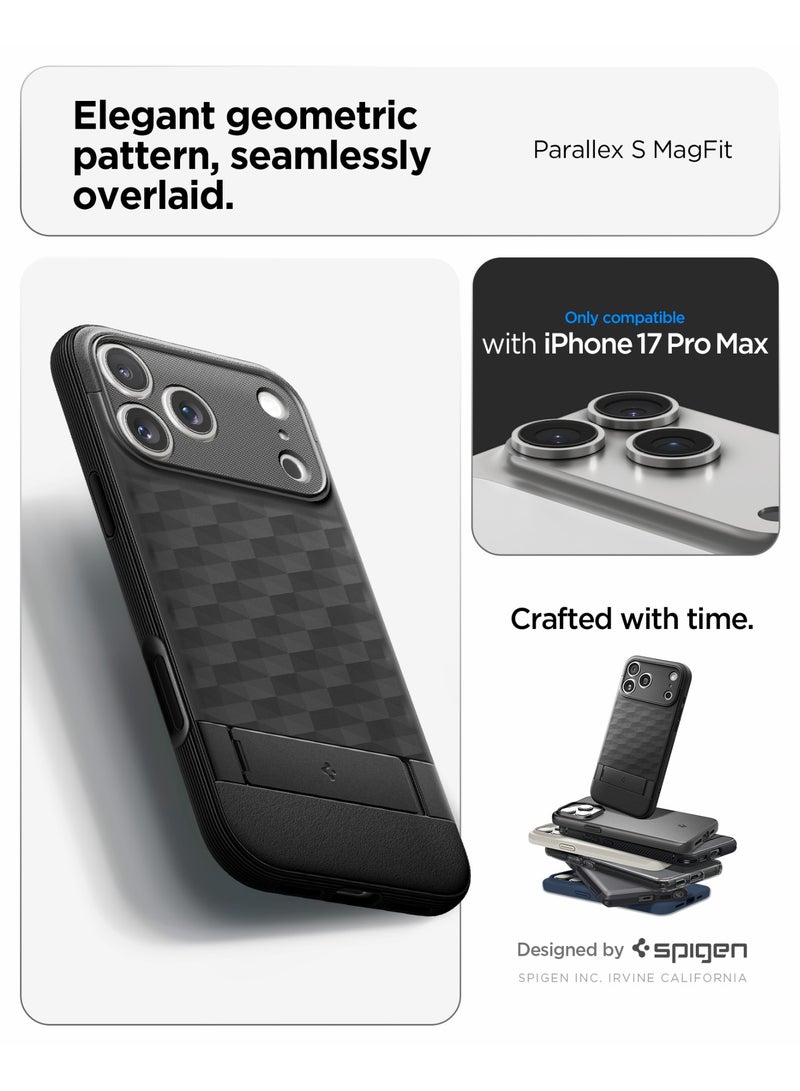 Spigen Parallax S MagFit for iPhone 17 Pro MAX Case Cover MagSafe Compatible [Built-in Kick Stand] - Matte Black - Image 2