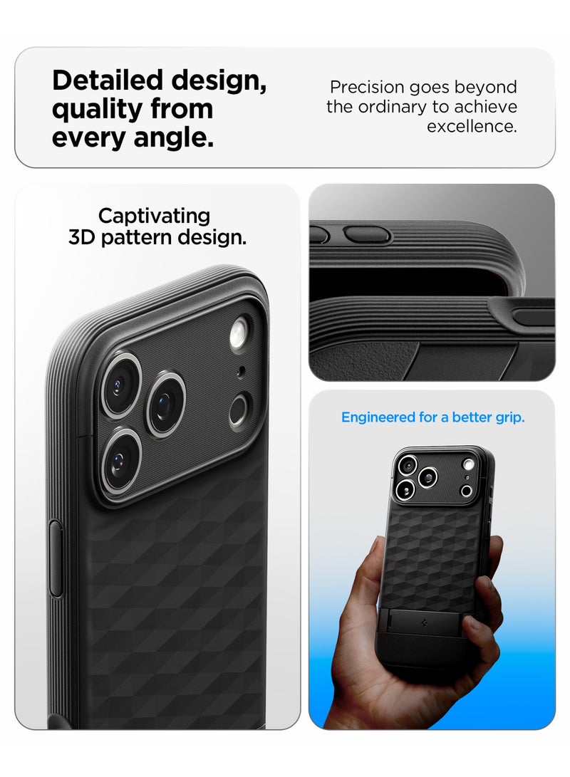 Spigen Parallax S MagFit for iPhone 17 Pro MAX Case Cover MagSafe Compatible [Built-in Kick Stand] - Matte Black - Image 3