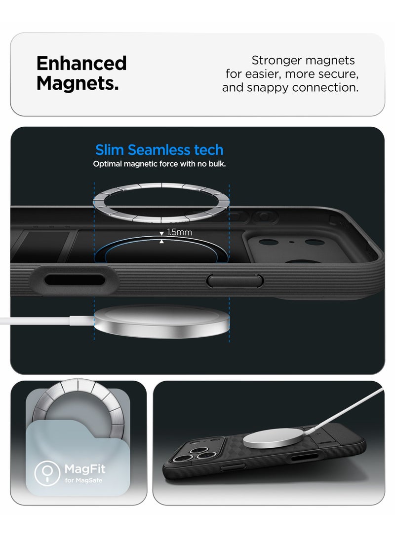 Spigen Parallax S MagFit for iPhone 17 Pro MAX Case Cover MagSafe Compatible [Built-in Kick Stand] - Matte Black - Image 5