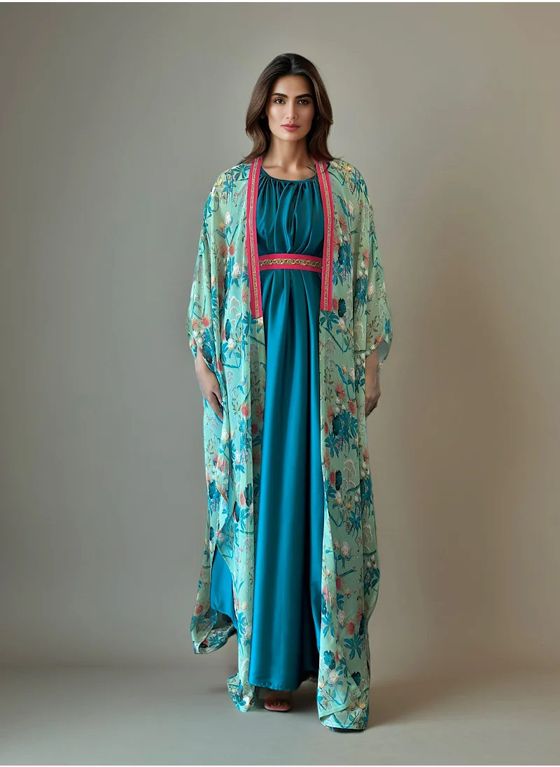 ECSTACY Printed Cape Dress Set