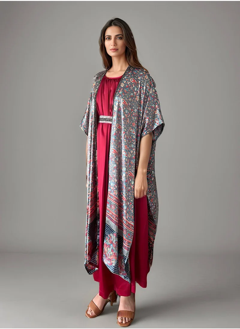 ECSTACY Printed Cape Dress Set