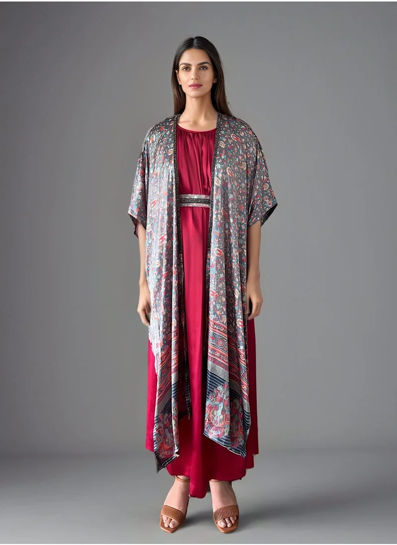 ECSTACY Printed Cape Dress Set