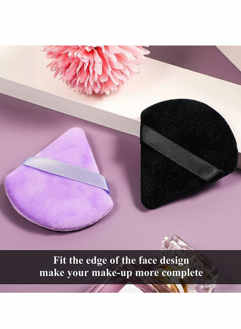 Makeup Pure Powder Puff, 10 Pcs for Loose Powder Mineral Powder Body Powder Makeup Tool with Strap, for Contouring, Under Eyes and Corners (Black and Purple) - Image 5