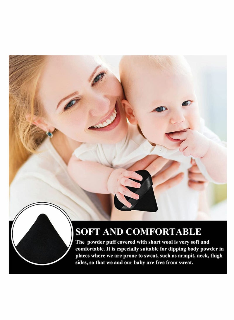 Makeup Pure Powder Puff, 10 Pcs for Loose Powder Mineral Powder Body Powder Makeup Tool with Strap, for Contouring, Under Eyes and Corners (Black and Purple) - Image 4