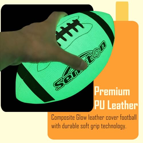 Senston Glow in The Dark Football Size 6 - Junior/Youth Glow Leather Football - Image 5