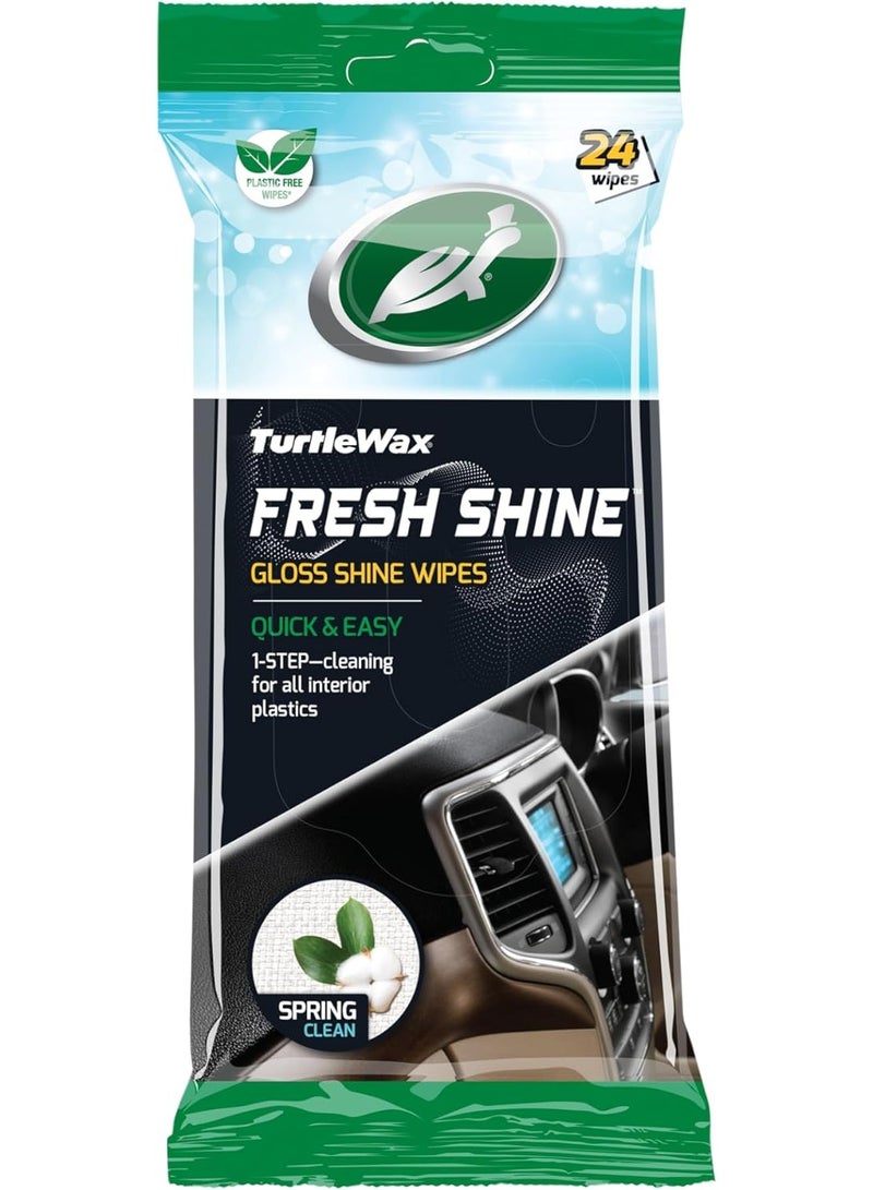 TurtleWax Fresh Shine Gloss Shine Wipes Quick & Easy 24 Wipes - Image 1