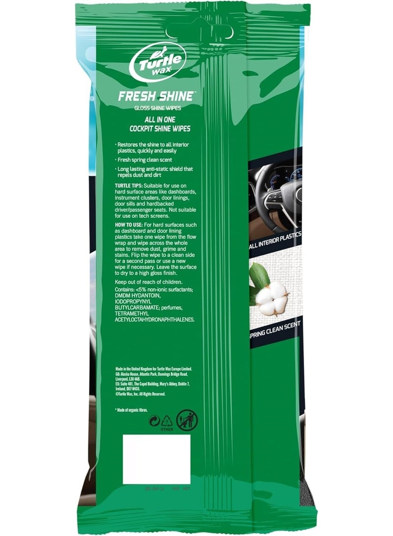 TurtleWax Fresh Shine Gloss Shine Wipes Quick & Easy 24 Wipes - Image 2