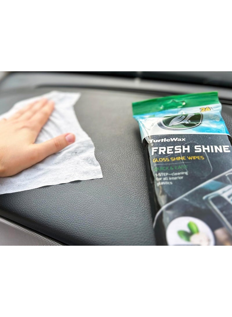 TurtleWax Fresh Shine Gloss Shine Wipes Quick & Easy 24 Wipes - Image 3