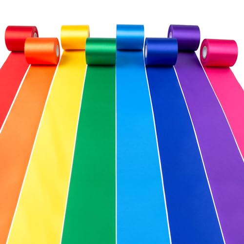 Mlurcu Rainbow Satin Ribbon - 87.5 Yds 2 Inch Wide Colorful Ribbon Rolls Assortment for Gift Wrapping, DIY Crafts, Tassel Garland, Fiesta Party, Classroom, Outdoor Decorations - Image 1