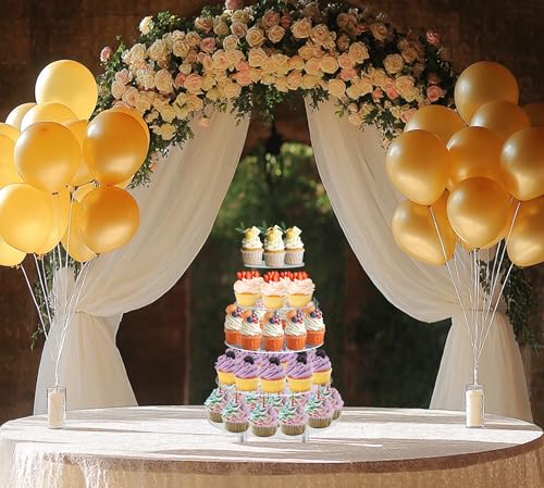 Jusalpha Large 5-Tier Cupcake Stand Acrylic Round Wedding Cake Stand/ Cupcake Tower/ Dessert Stand/ Pastry Serving Platter/ Food Display Stand (5RF) - Image 3