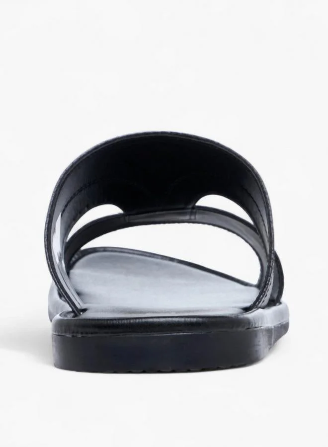 LBL by Shoexpress BLACK Textured Slip-On Arabic Sandals for Men | Best Price UAE