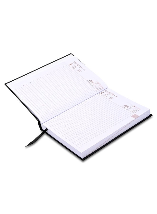 FIS 2026 International A5 Diary, 148x210mm, Hard Cover Vinyl Materials, 1 Day a Page Format, 7 Multi Languages, 60gsm White Paper, Black Cover - FSDI136-7V26BK - Image 3