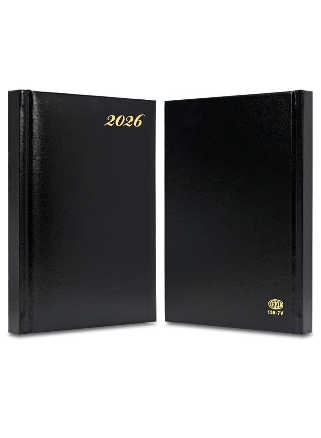 FIS 2026 International A5 Diary, 148x210mm, Hard Cover Vinyl Materials, 1 Day a Page Format, 7 Multi Languages, 60gsm White Paper, Black Cover - FSDI136-7V26BK - Image 2