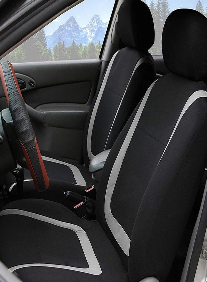 BELOMI Car Seat Covers Full Set, Breathable Premium Cloth Automotive Seat Cover, Universal Front and Rear Seat Covers, Easy to Install Car Accessories for Most Cars Trucks SUV (Gray) - Image 3