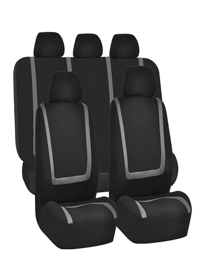 BELOMI Car Seat Covers Full Set, Breathable Premium Cloth Automotive Seat Cover, Universal Front and Rear Seat Covers, Easy to Install Car Accessories for Most Cars Trucks SUV (Gray) - Image 1