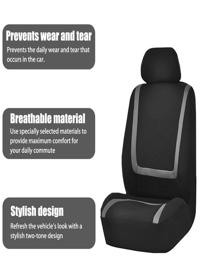 BELOMI Car Seat Covers Full Set, Breathable Premium Cloth Automotive Seat Cover, Universal Front and Rear Seat Covers, Easy to Install Car Accessories for Most Cars Trucks SUV (Gray) - Image 2