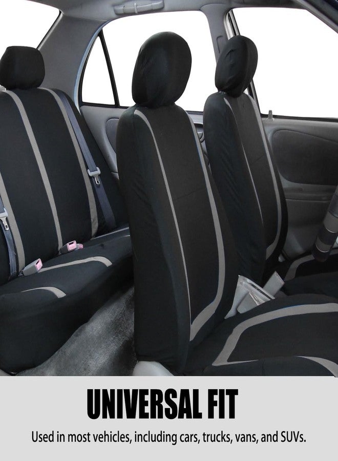 BELOMI Car Seat Covers Full Set, Breathable Premium Cloth Automotive Seat Cover, Universal Front and Rear Seat Covers, Easy to Install Car Accessories for Most Cars Trucks SUV (Gray) - Image 4