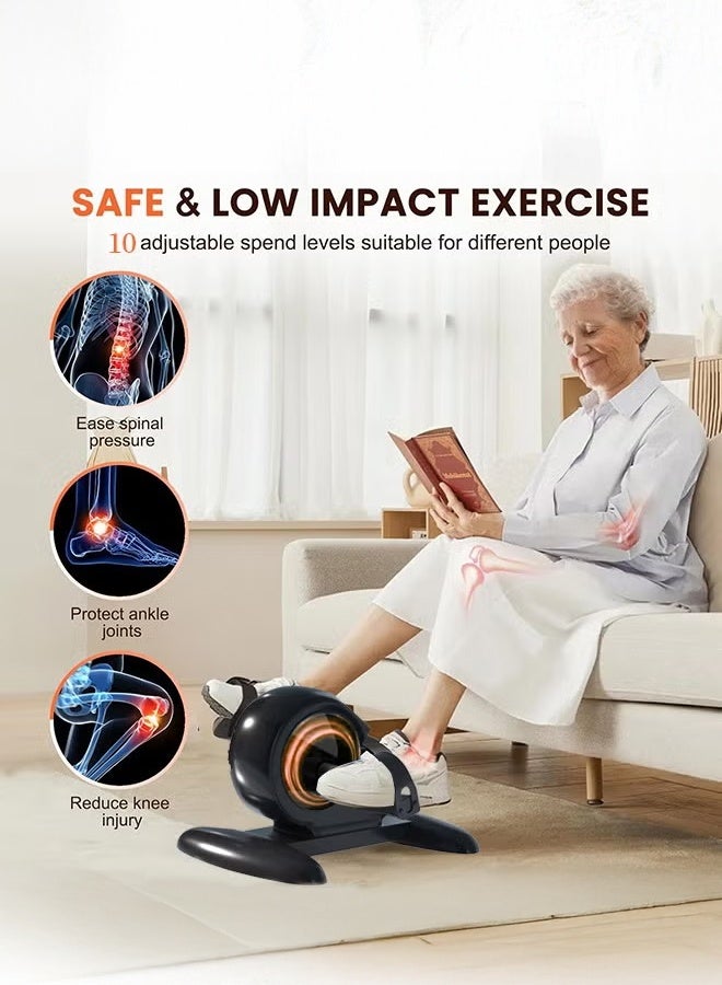 XiuWoo Mini Under Desk Exercise Bike Pedal Exerciser, Motorized Setting Bike Pedal Exerciser Leg/Arm Cycle for Senior, Physical Therapy, with 10 Adjustable Speed, LCD Display - Image 4