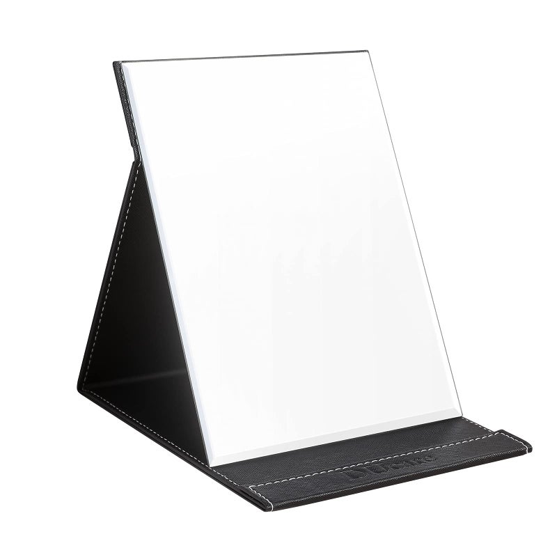 DUcare DUcare Folding Mirror Portable Travel PU Portable Adjustable Rectangular Ultrathin Vanity Mirror with Stand Black 
