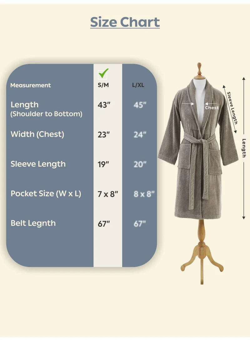 Donetella Unisex 100% Cotton Velour Bathrobe Small & Medium Size, 400 GSM, Luxurious & Absorbent, Soft Velvet Feel, Ankle-Length with Shawl Collar & Pockets