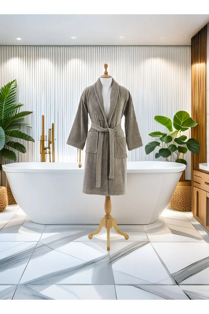 Donetella Unisex 100% Cotton Velour Bathrobe Small & Medium Size, 400 GSM, Luxurious & Absorbent, Soft Velvet Feel, Ankle-Length with Shawl Collar & Pockets