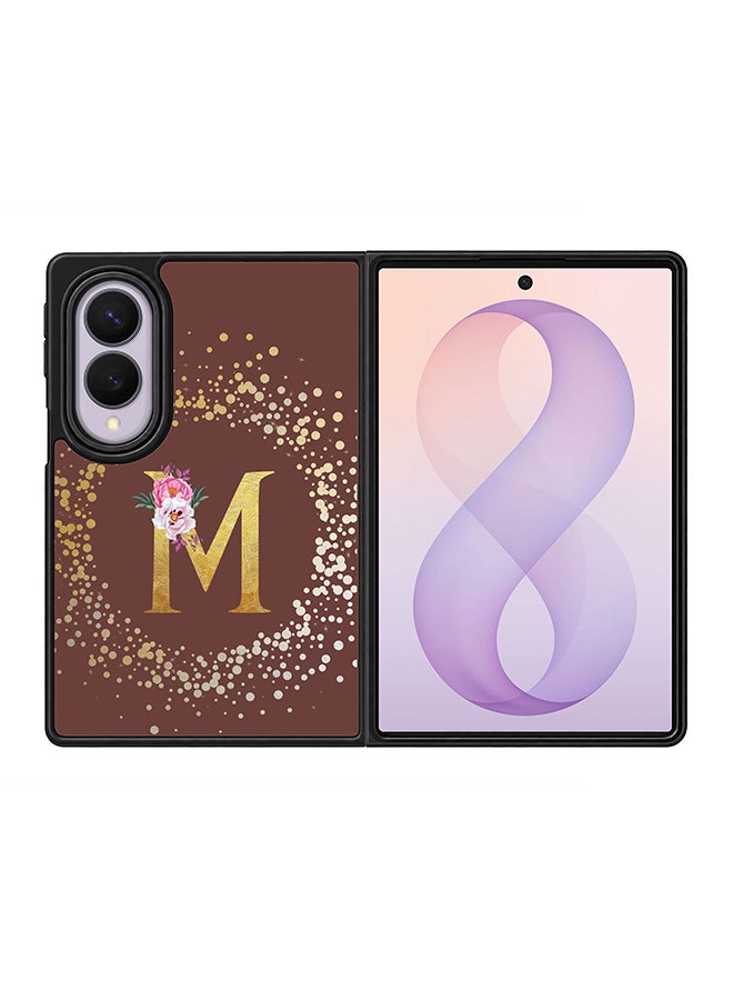 Stylizedd Rugged Case for Samsung Galaxy Z Fold8- Slim Fit Hybrid Rubber Cover Floral Monogram - M (Brown)