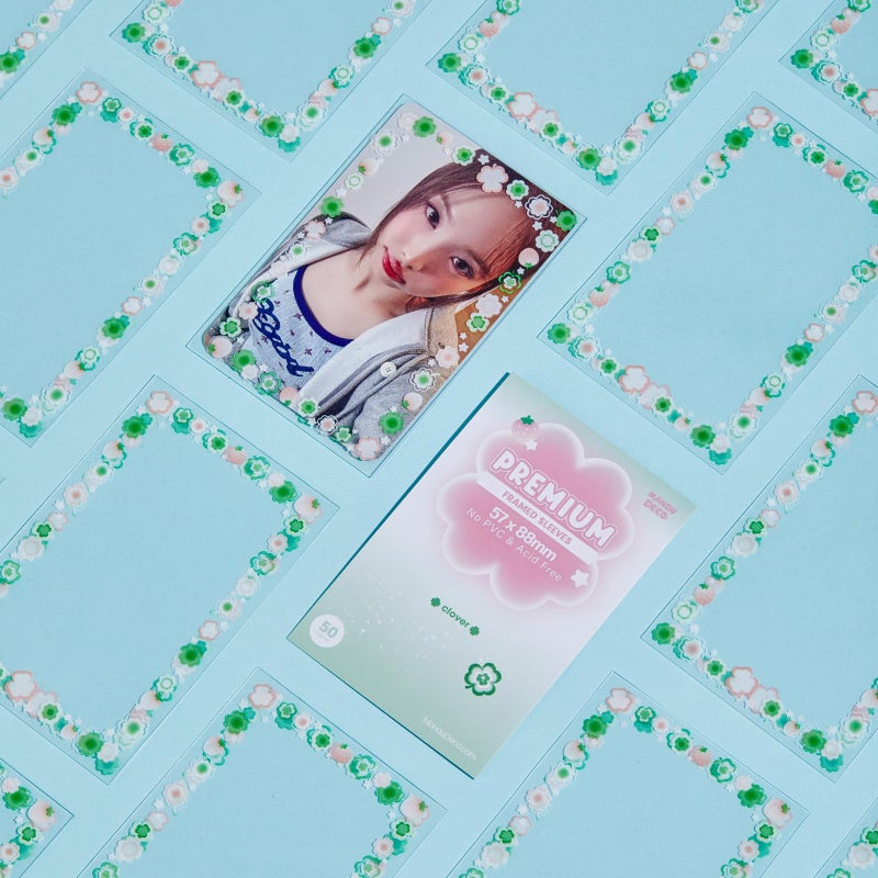 Mandu Deco Four Leaf Clover Frame Sleeve, Polypropylene Card Protector for Kpop Album Photocards, PVC Free and Acid Free, 50 Sleeves Per Pack (57x88mm) - Image 3