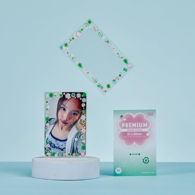 Mandu Deco Four Leaf Clover Frame Sleeve, Polypropylene Card Protector for Kpop Album Photocards, PVC Free and Acid Free, 50 Sleeves Per Pack (57x88mm) - Image 2