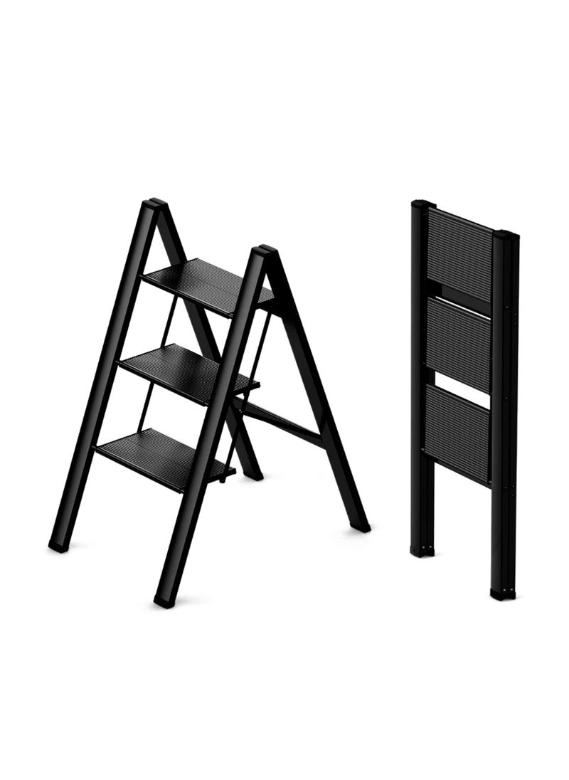 HEXAR - Multipurpose Step Ladder Folding Ladder with Anti-Slip Pedal Folding Step Stool Portable Lightweight Foldable Stepladder for Home Kitchen Library Office 150 KG Capacity (3 STEPS) - Image 1