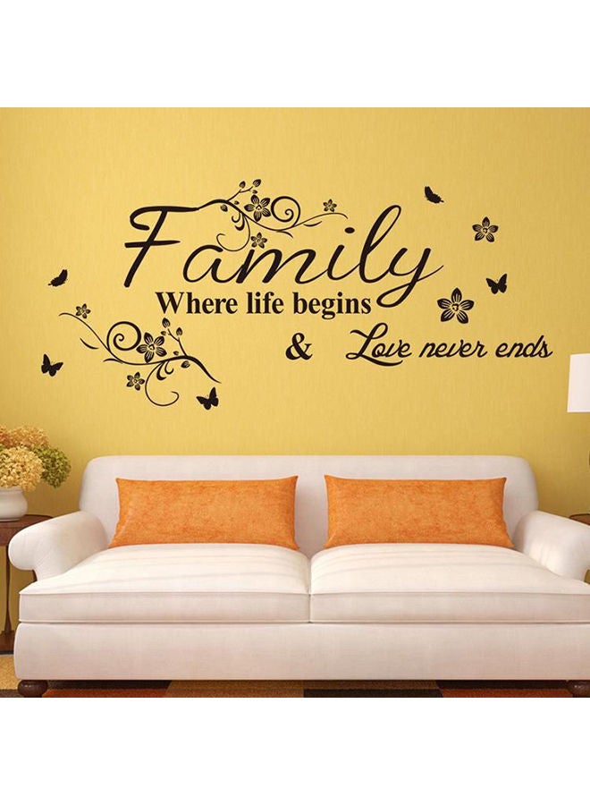 Loquat Family Where Life Begins Quote Themed Wall Sticker Black - Image 2
