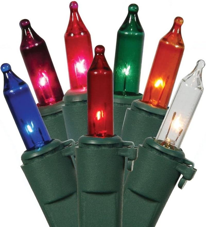 Vickerman 100 Count Multi Mini Random Twinkle Lights with Green Wire - 4 Inch Spacing - Image 1
