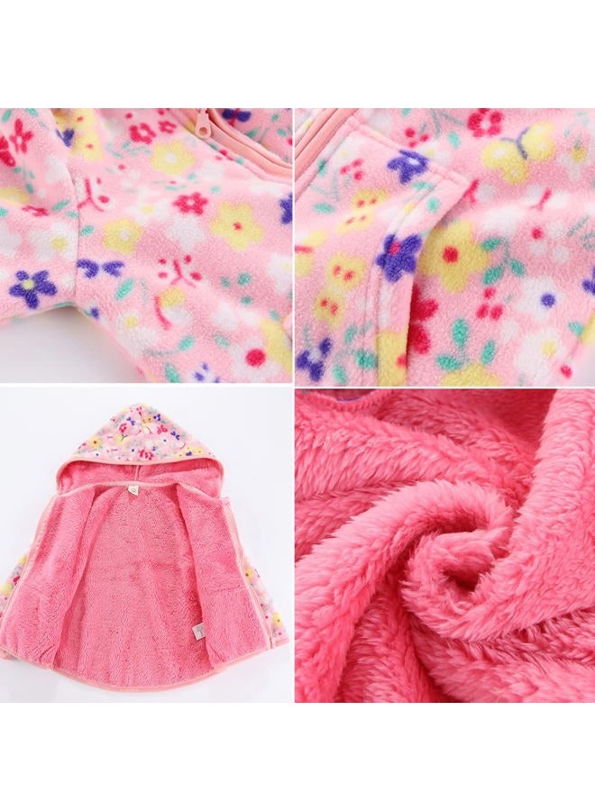Feidoog Toddler Polar Fleece Jacket Hooded Baby Boys Girls Autumn Winter Long Sleeve Thick Warm Outerwear,Pink,3-4T - Image 3