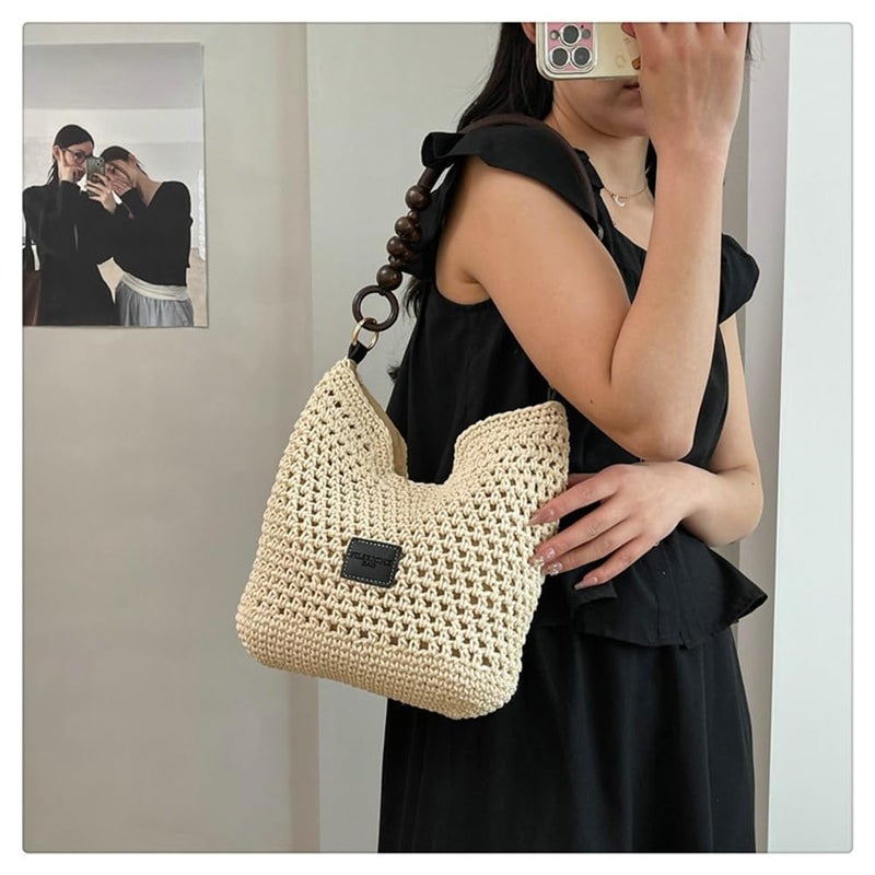 Jusavie Bohemia Beach Bag for Women Macrame Shoulder Tote Bag Crossbody Purse Travel Beach Bag Summer Top-handle Hobo Bags 2026 - Image 2
