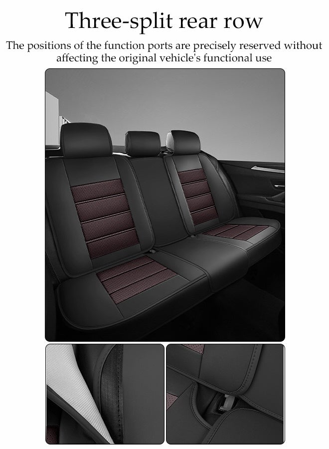 DUNISO Car Seat Cover, Universal Fully Wrapped Seat Cushion, Artificial Leather Car Backrest Seat Cover, Equipped With Headrest, Wear Resistant And Anti Slip, Suitable For All Seasons, Suitable For Most Car Seats  - Image 5