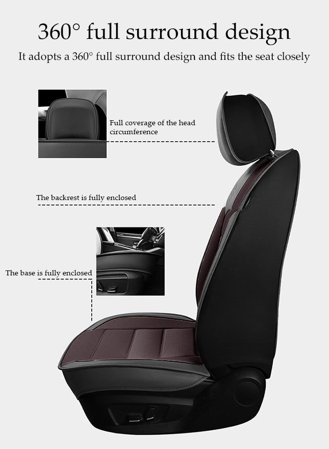DUNISO Car Seat Cover, Universal Fully Wrapped Seat Cushion, Artificial Leather Car Backrest Seat Cover, Equipped With Headrest, Wear Resistant And Anti Slip, Suitable For All Seasons, Suitable For Most Car Seats  - Image 4