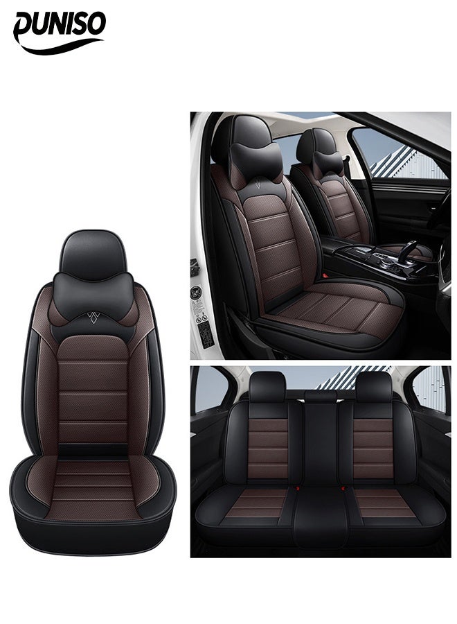 DUNISO Car Seat Cover, Universal Fully Wrapped Seat Cushion, Artificial Leather Car Backrest Seat Cover, Equipped With Headrest, Wear Resistant And Anti Slip, Suitable For All Seasons, Suitable For Most Car Seats  - Image 1