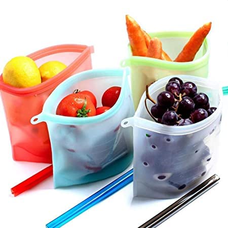 SHIELD PLUS Airtight Reusable Silicone Food Storage Bag Seal Leakproof Freezer Bag1000ml PACK OF 3  - Image 1