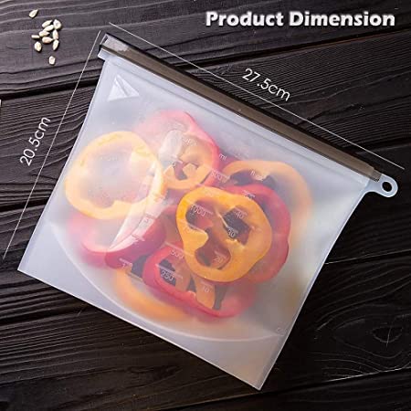 SHIELD PLUS Airtight Reusable Silicone Food Storage Bag Seal Leakproof Freezer Bag1000ml PACK OF 3  - Image 4