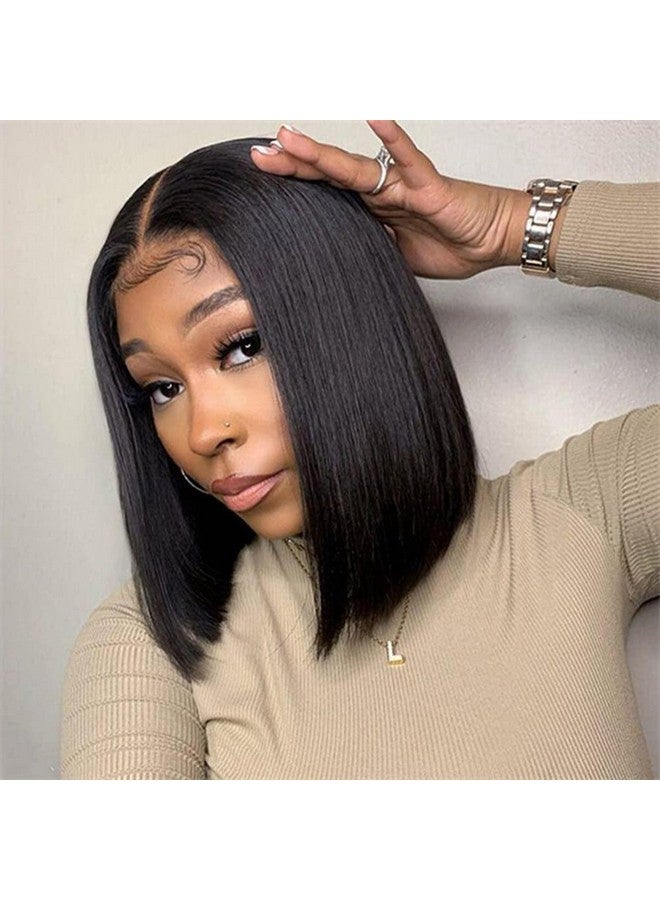 ISEE Hair Glueless Wear And Go Wigs For Beginners Lace Front Wigs For Black Women Human Hair Short Straight Bob Human Hair Wigs Lace Pre Cut Wig 10 Inch - Image 1
