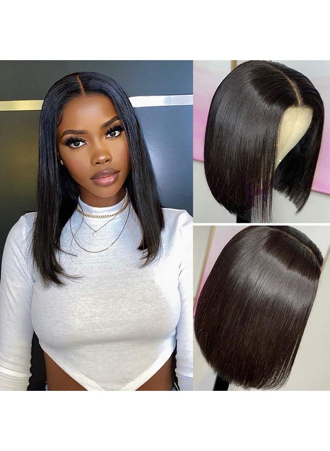 ISEE Hair Glueless Wear And Go Wigs For Beginners Lace Front Wigs For Black Women Human Hair Short Straight Bob Human Hair Wigs Lace Pre Cut Wig 10 Inch - Image 2