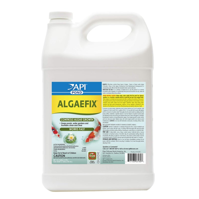 API POND ALGAEFIX (1 gallon) Pond Algae Control - Copper Free - Clean, Clear Water - Up to 38400 Gallons - Safe for Fish, Plants - Water Gardens, Fountains - Natural Active Ingredient - EPA-Registered - Image 1
