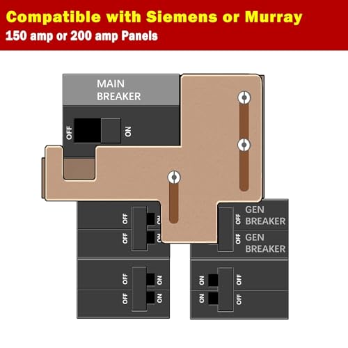 Natupal Generator Interlock Kit Compatible with Murray or Siemens 150 amp or 200 amp Panels, 7/8-1 1/4 Inch Spacing Between Main and Branch Breaker. for Emergency in Snowstorm Thunderstorm Weather - Image 3