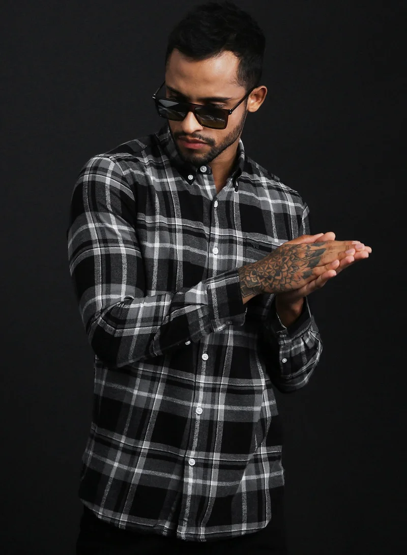 THE BEAR HOUSE Men's Cotton Shirt | Casual & Formal Long Sleeve Slim Fit | Classic Button-Down, Office & Everyday Wear, Comfortable & Breathable Fabric