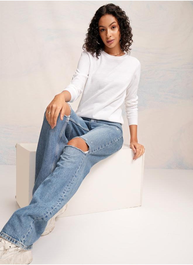 Tokyo Talkies Round Neck Long Sleeves Sweater by Styli  - Image 2