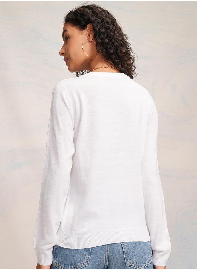 Tokyo Talkies Round Neck Long Sleeves Sweater by Styli  - Image 3
