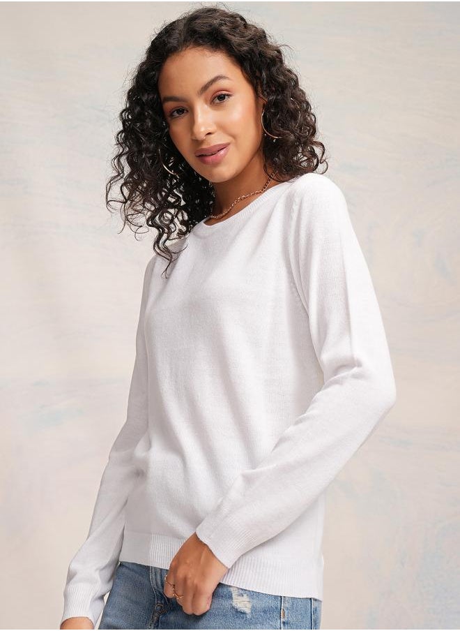 Tokyo Talkies Round Neck Long Sleeves Sweater by Styli  - Image 4