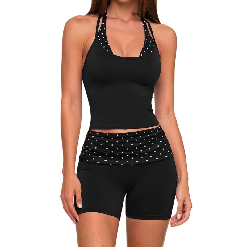 Women's Halter Neck Yoga Set with Shorts - Image 3