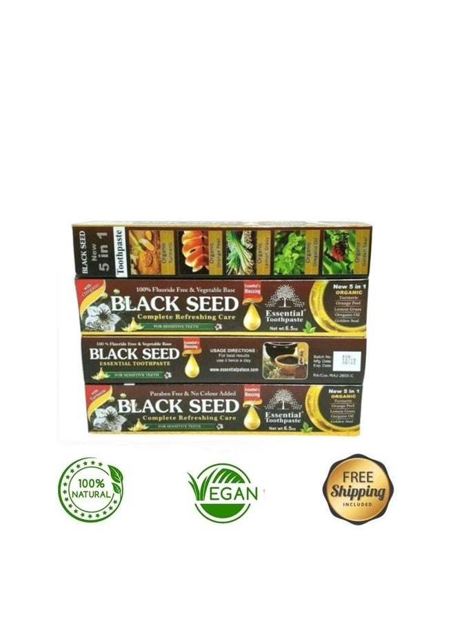 Essential Palace - Organic Black Seed Essential Toothpaste 5 in 1 100% Fluoride Free & Vegetable Base for Seneitive Teeth. - Image 1